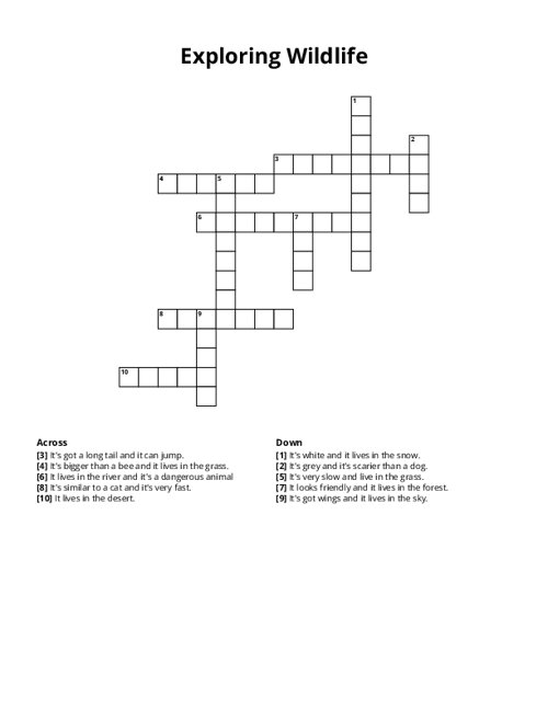 Exploring Wildlife Crossword Puzzle