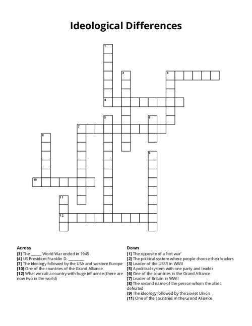 Ideological Differences Crossword Puzzle