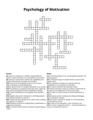 Psychology of Motivation crossword puzzle
