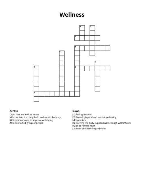 Wellness Crossword Puzzle