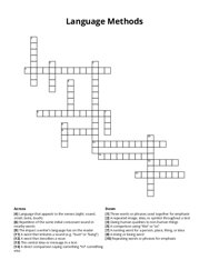 Language Methods Crossword Puzzle
