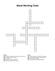 Metal Working Tools Crossword Puzzle