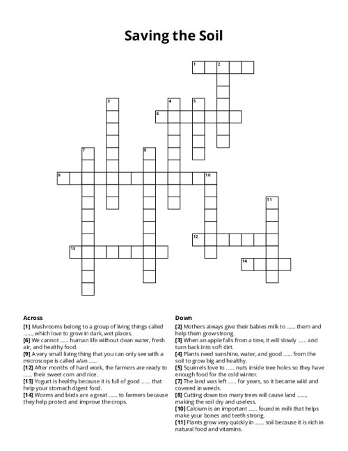 Saving the Soil Crossword Puzzle