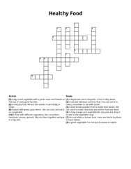 Healthy Food Crossword Puzzle
