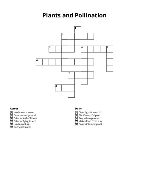 Plants and Pollination Crossword Puzzle