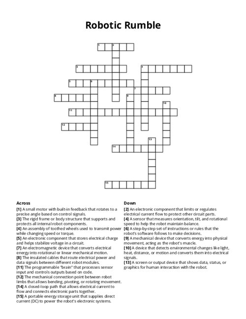 Robotic Rumble Crossword Puzzle