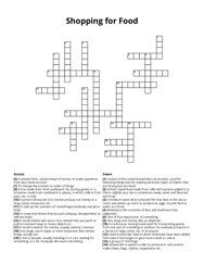 Shopping for Food Crossword Puzzle