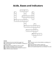 Acids, Bases and Indicators Crossword Puzzle