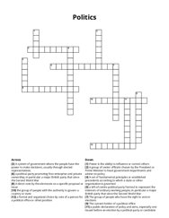 Politics Crossword Puzzle