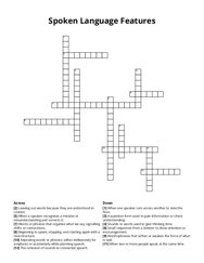 Spoken Language Features Crossword Puzzle