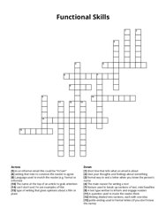 Functional Skills Crossword Puzzle
