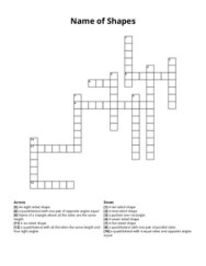 Name of Shapes Crossword Puzzle