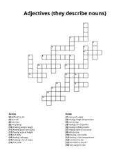 Adjectives (they describe nouns) Crossword Puzzle