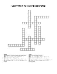 Unwritten Rules of Leadership Crossword Puzzle