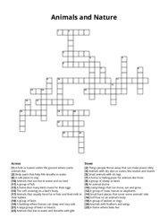 Animals and Nature Crossword Puzzle