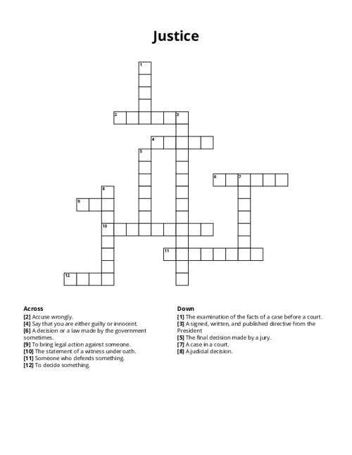 Justice Crossword Puzzle