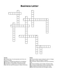 Business Letter Crossword Puzzle