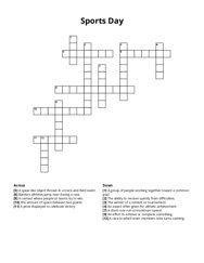 Sports Day Crossword Puzzle