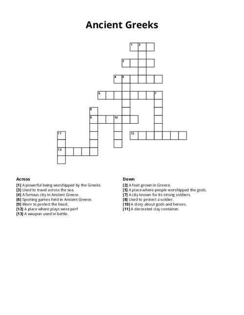 Ancient Greeks Crossword Puzzle