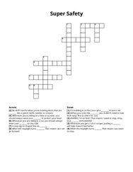 Super Safety Crossword Puzzle