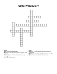 Gothic Vocabulary Crossword Puzzle