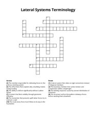 Lateral Systems Terminology Crossword Puzzle