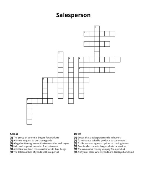 Salesperson Crossword Puzzle