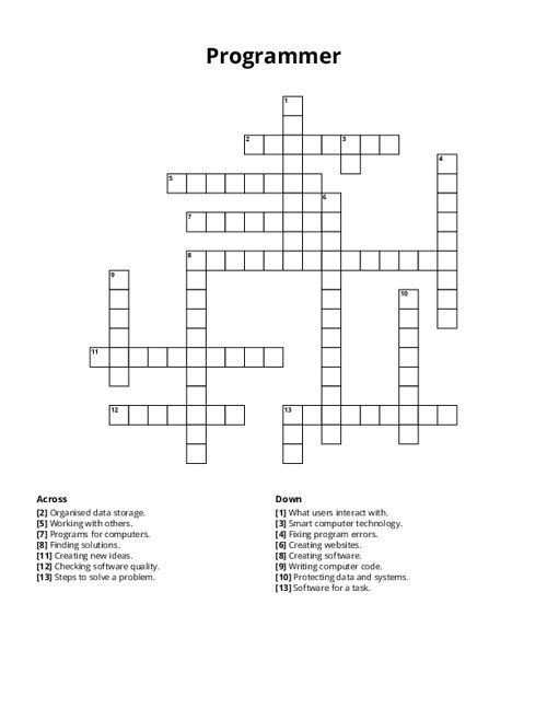 Programmer Crossword Puzzle