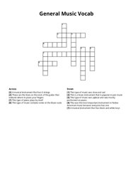 General Music Vocab Crossword Puzzle