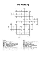 The Pirate Pig Crossword Puzzle