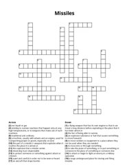 Missiles Crossword Puzzle