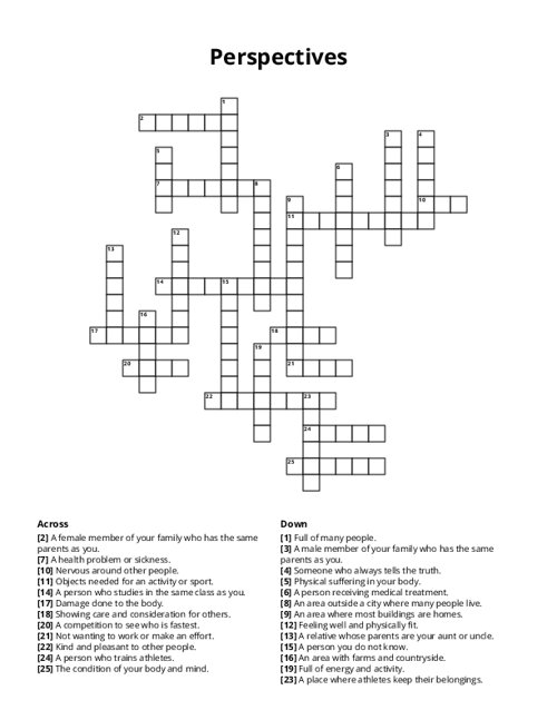 Perspectives Crossword Puzzle