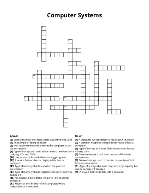 Computer Systems Crossword Puzzle