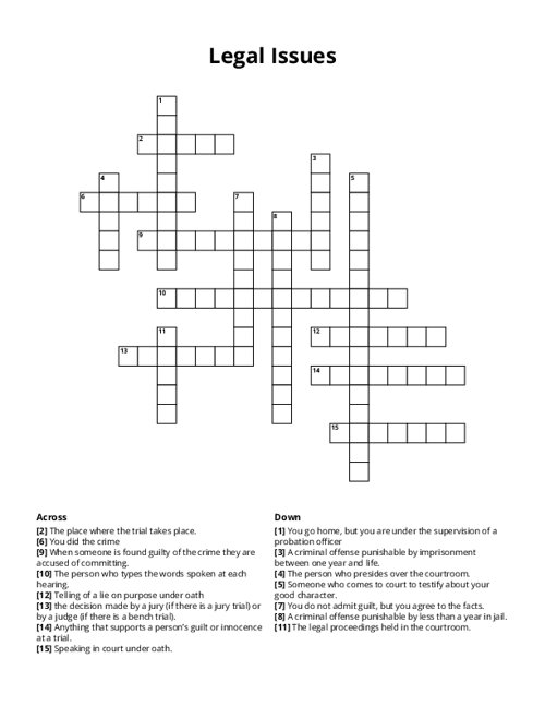Legal Issues Crossword Puzzle