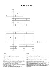 Resources Crossword Puzzle