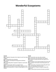 Wonderful Ecosystems Crossword Puzzle