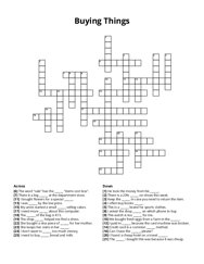 Buying Things Crossword Puzzle