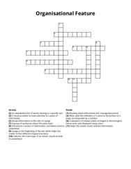 Organisational Feature Crossword Puzzle