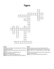 Tigers Crossword Puzzle