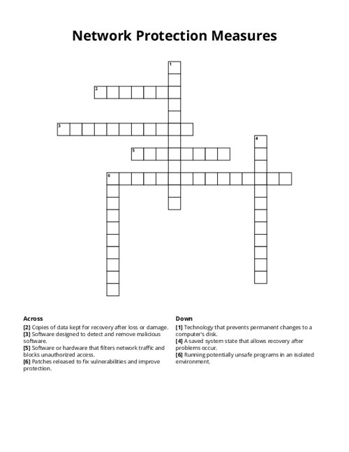 Network Protection Measures Crossword Puzzle