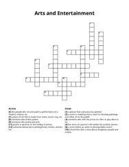 Arts and Entertainment Crossword Puzzle