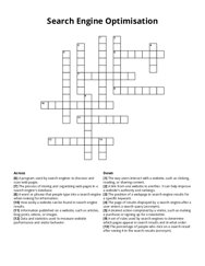 Search Engine Optimisation Crossword Puzzle