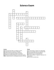Science Exam Crossword Puzzle