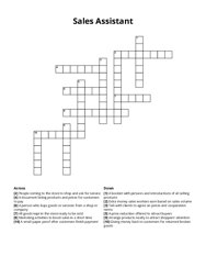 Sales Assistant Crossword Puzzle