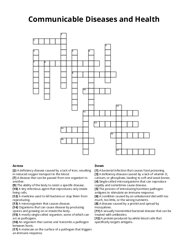 Communicable Diseases and Health Crossword Puzzle