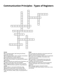 Communication Principles - Types of Registers Crossword Puzzle