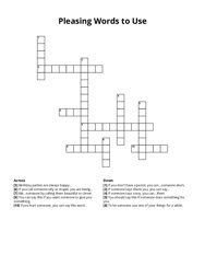 Pleasing Words to Use Crossword Puzzle