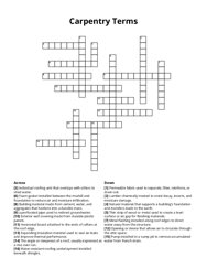 Carpentry Terms Crossword Puzzle