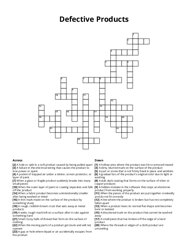 Defective Products Crossword Puzzle