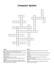 Computer System Crossword Puzzle